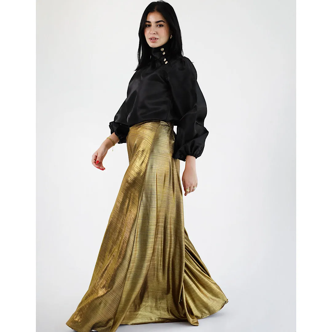 Golden metallic wide leg pants