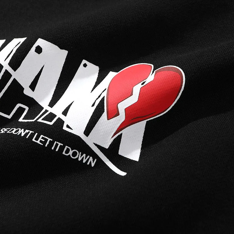Hip Hop Contrast Color Letter Print Pullover Sweatshirt