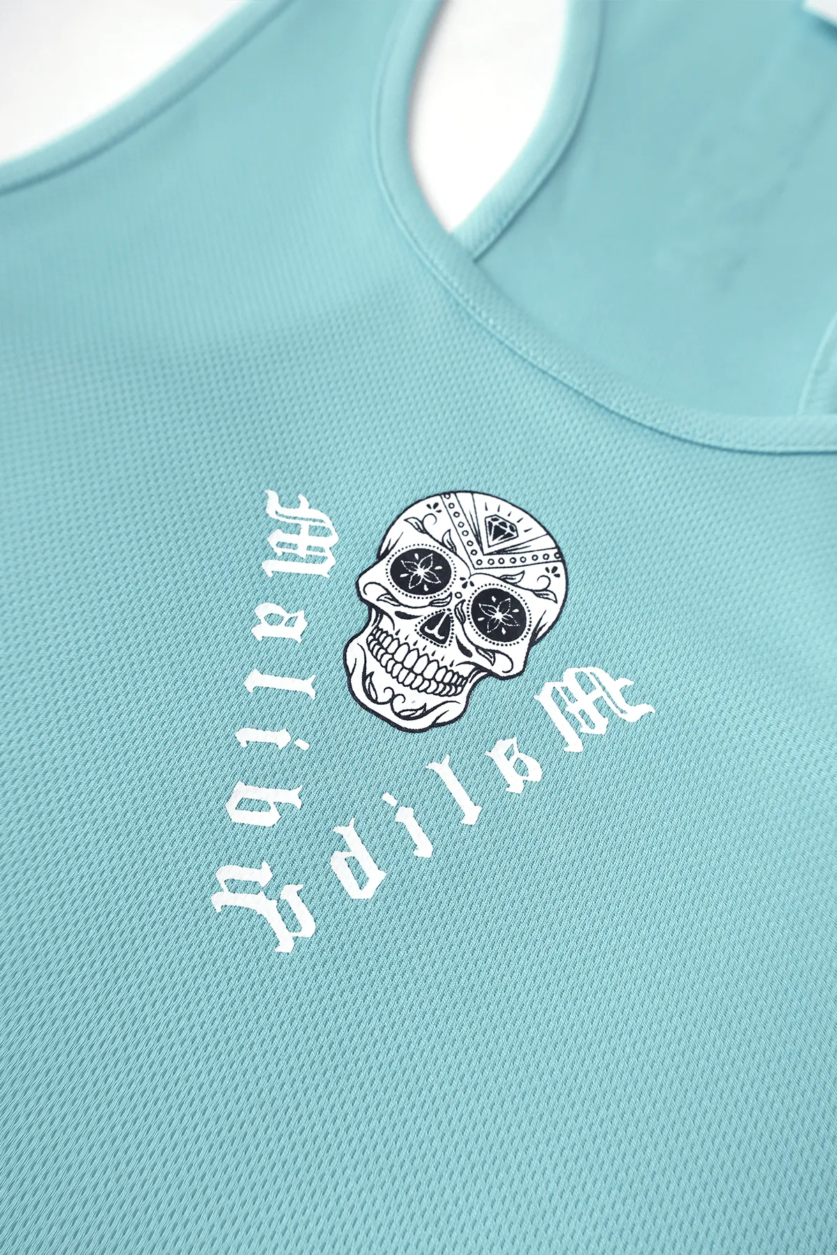 JJ Cool-Dry Gym Stringer - Aqua w/ Skull Design