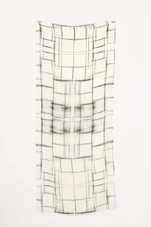 LARGE CHECK PRINT SCARF IN CASHMERE
