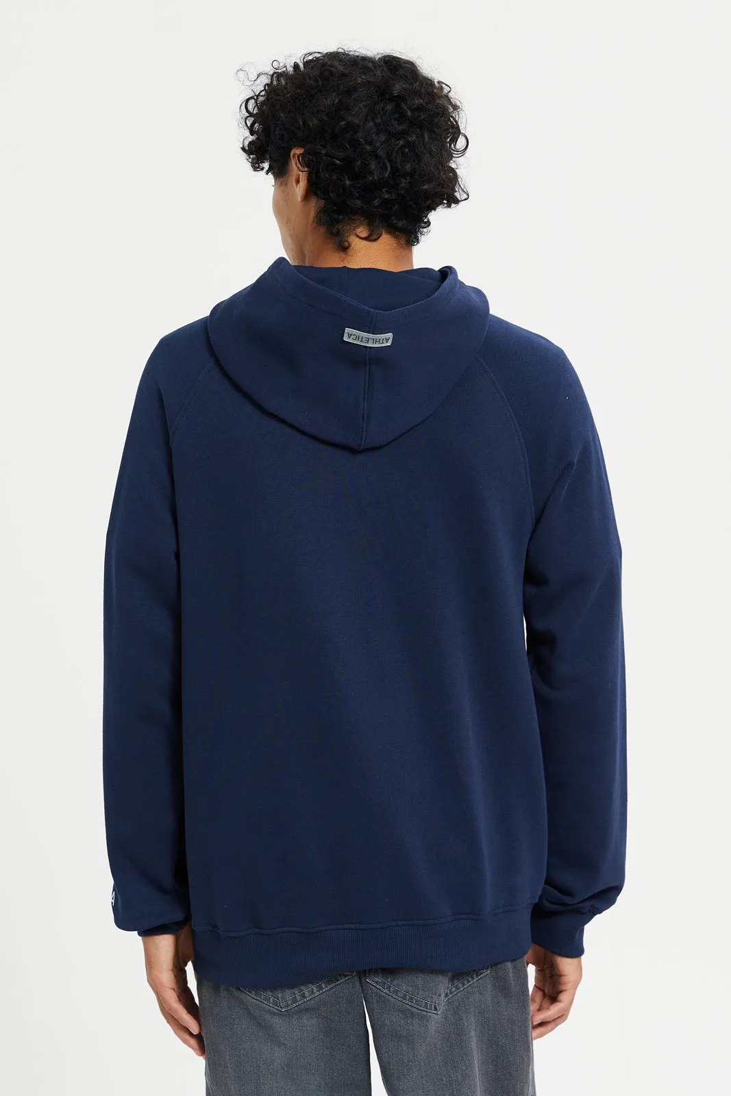 Men Navy Active Zip Through Hoody
