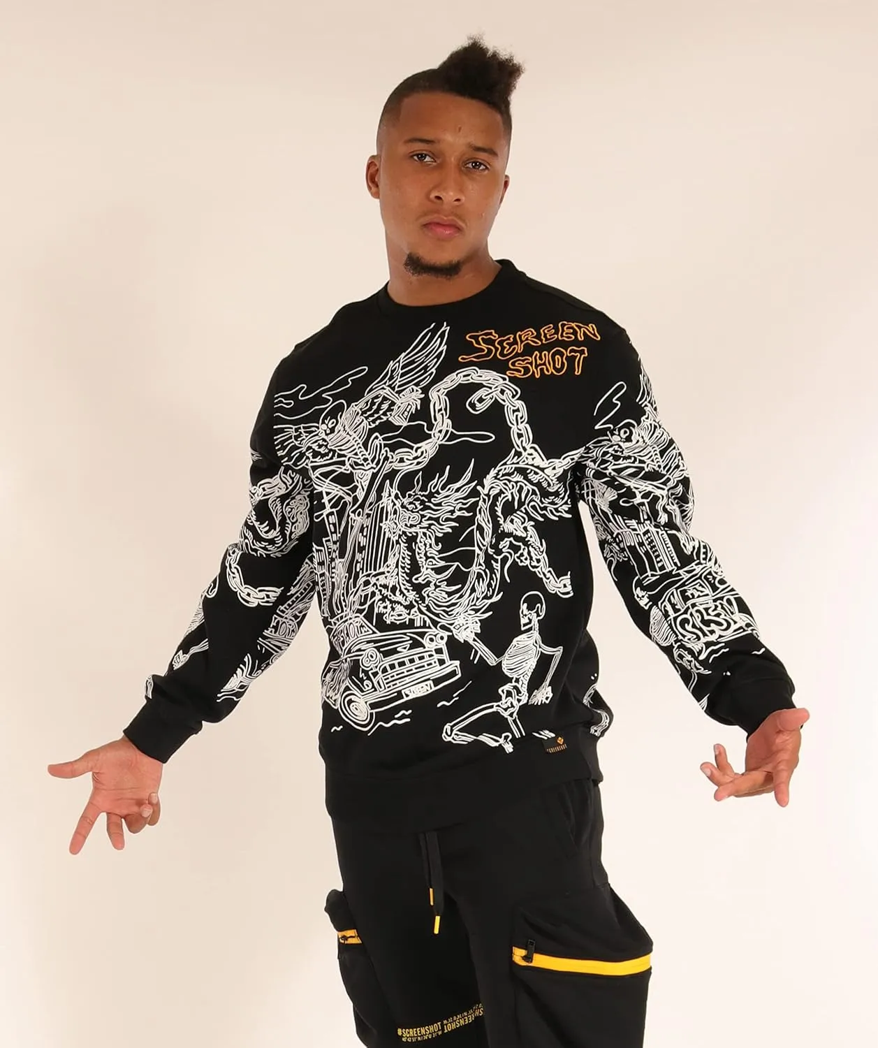 Men's Urban NYC Graffiti Hip Hop Fleece Pullover