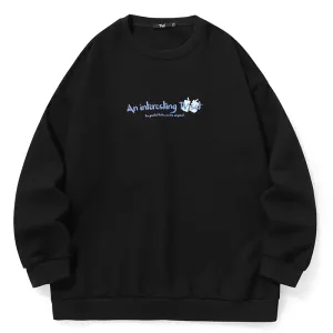 Minimalist Letter Graphic Fleece Sweatshirt