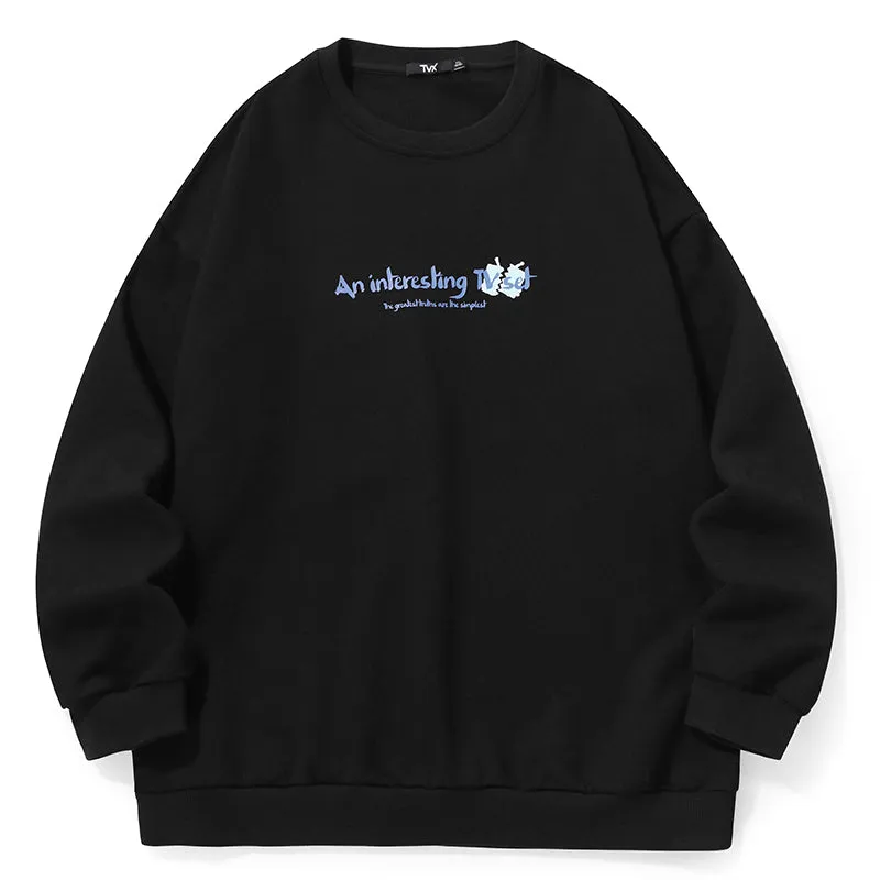 Minimalist Letter Graphic Fleece Sweatshirt