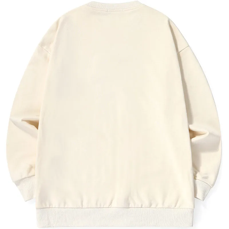 Minimalist Letter Print Drop-Shoulder Sleeve Couple Sweatshirt