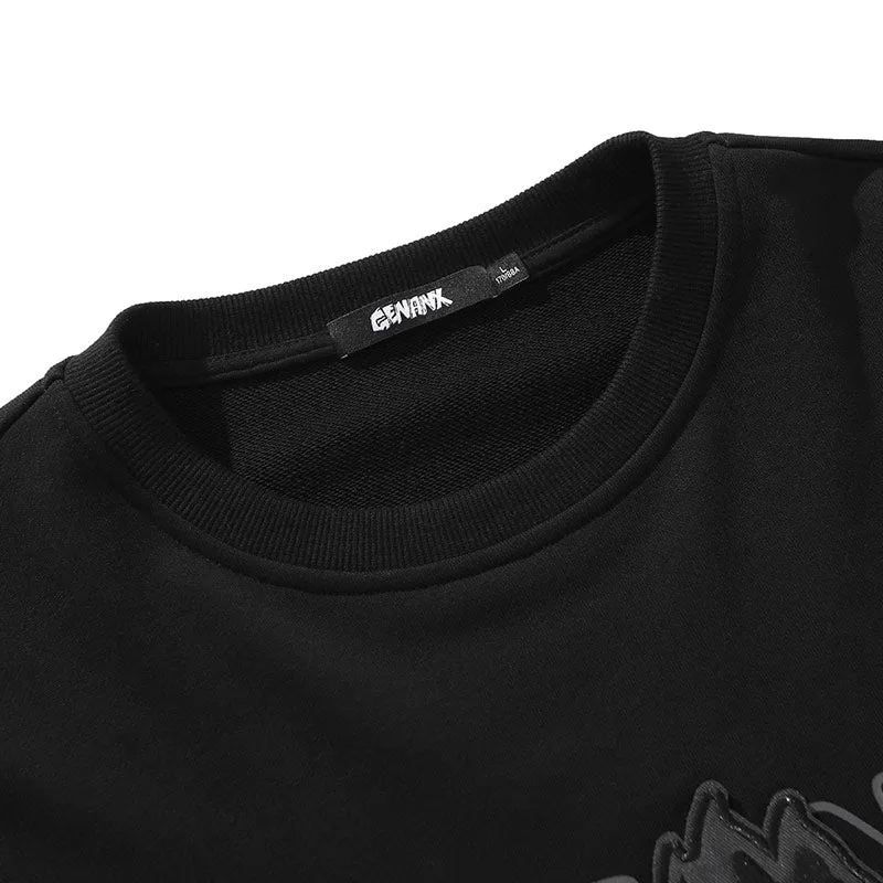 Minimalist Letter Print Drop-Shoulder Sleeve Couple Sweatshirt