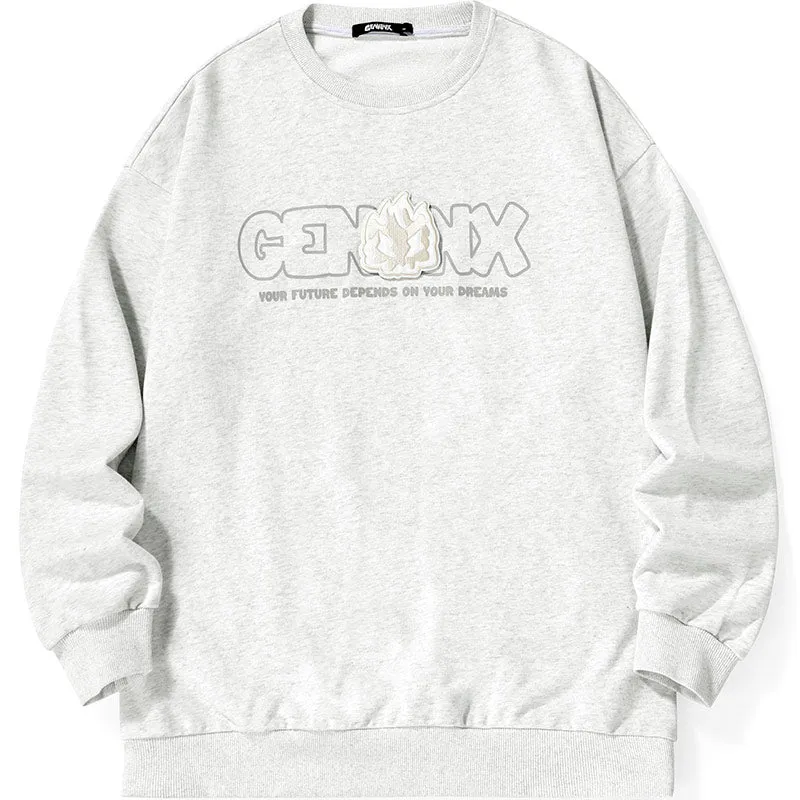 Minimalist Letter Print Drop-Shoulder Sleeve Couple Sweatshirt