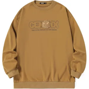 Minimalist Letter Print Drop-Shoulder Sleeve Couple Sweatshirt