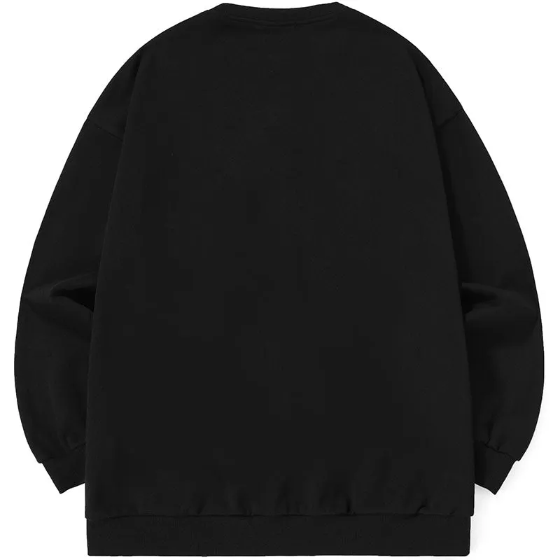 Minimalist Letter Print Drop-Shoulder Sleeve Couple Sweatshirt