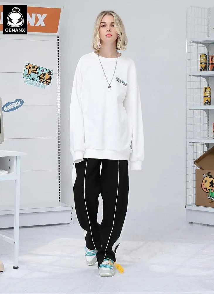 Minimalist Plain Letter Print Crew Neck Sweatshirt