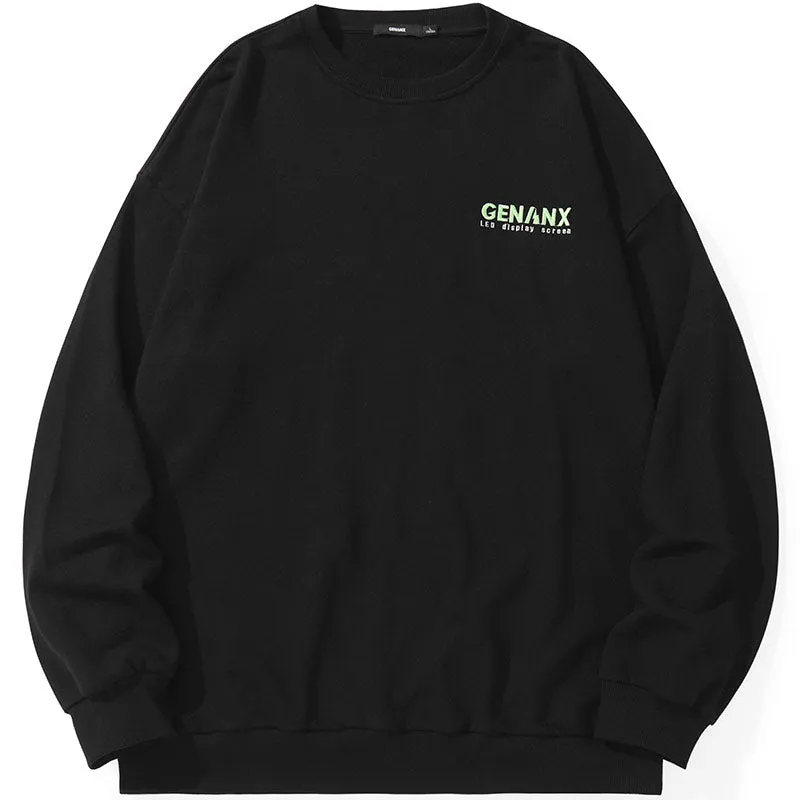 Minimalist Plain Letter Print Crew Neck Sweatshirt