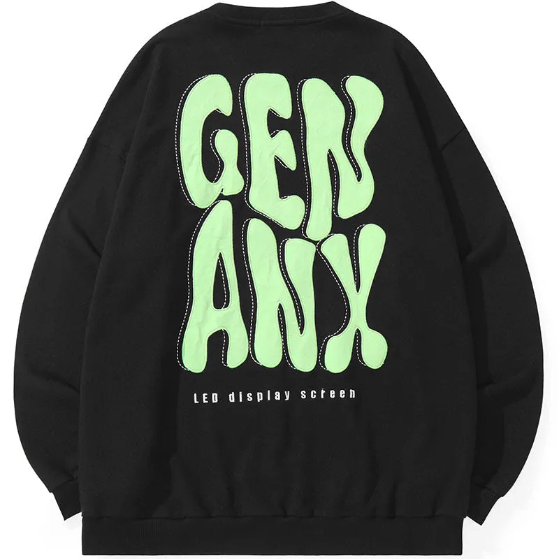 Minimalist Plain Letter Print Crew Neck Sweatshirt