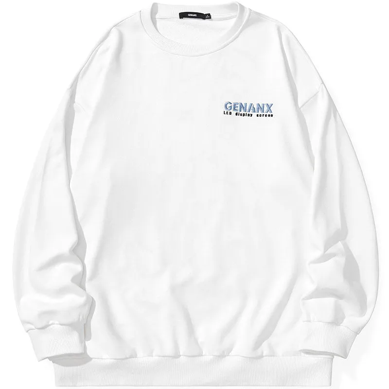 Minimalist Plain Letter Print Crew Neck Sweatshirt