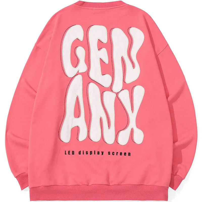 Minimalist Plain Letter Print Crew Neck Sweatshirt
