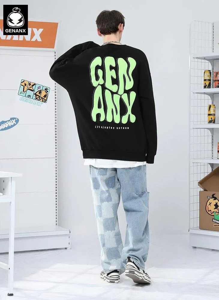 Minimalist Plain Letter Print Crew Neck Sweatshirt