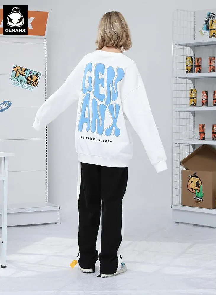 Minimalist Plain Letter Print Crew Neck Sweatshirt