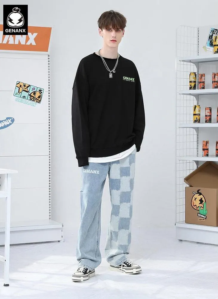 Minimalist Plain Letter Print Crew Neck Sweatshirt