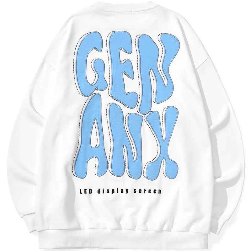 Minimalist Plain Letter Print Crew Neck Sweatshirt