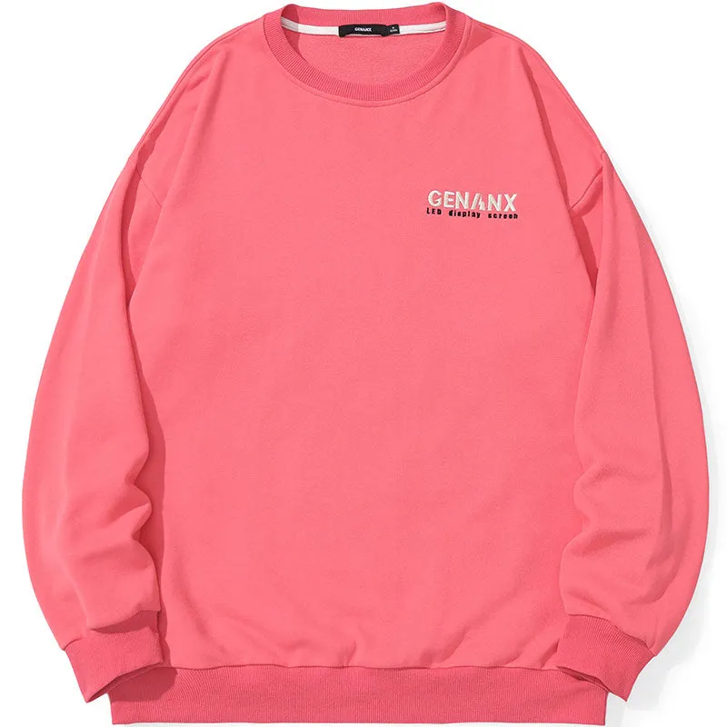 Minimalist Plain Letter Print Crew Neck Sweatshirt