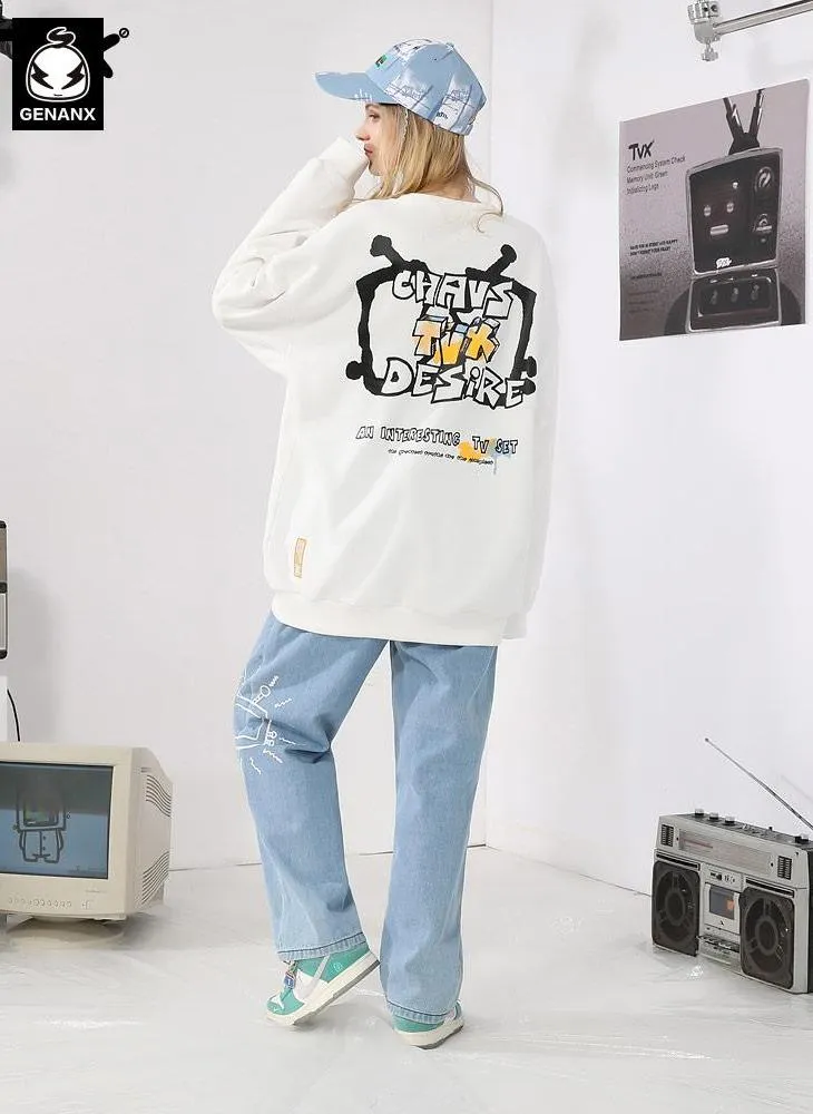 Minimalist White 3D Print Sweatshirt