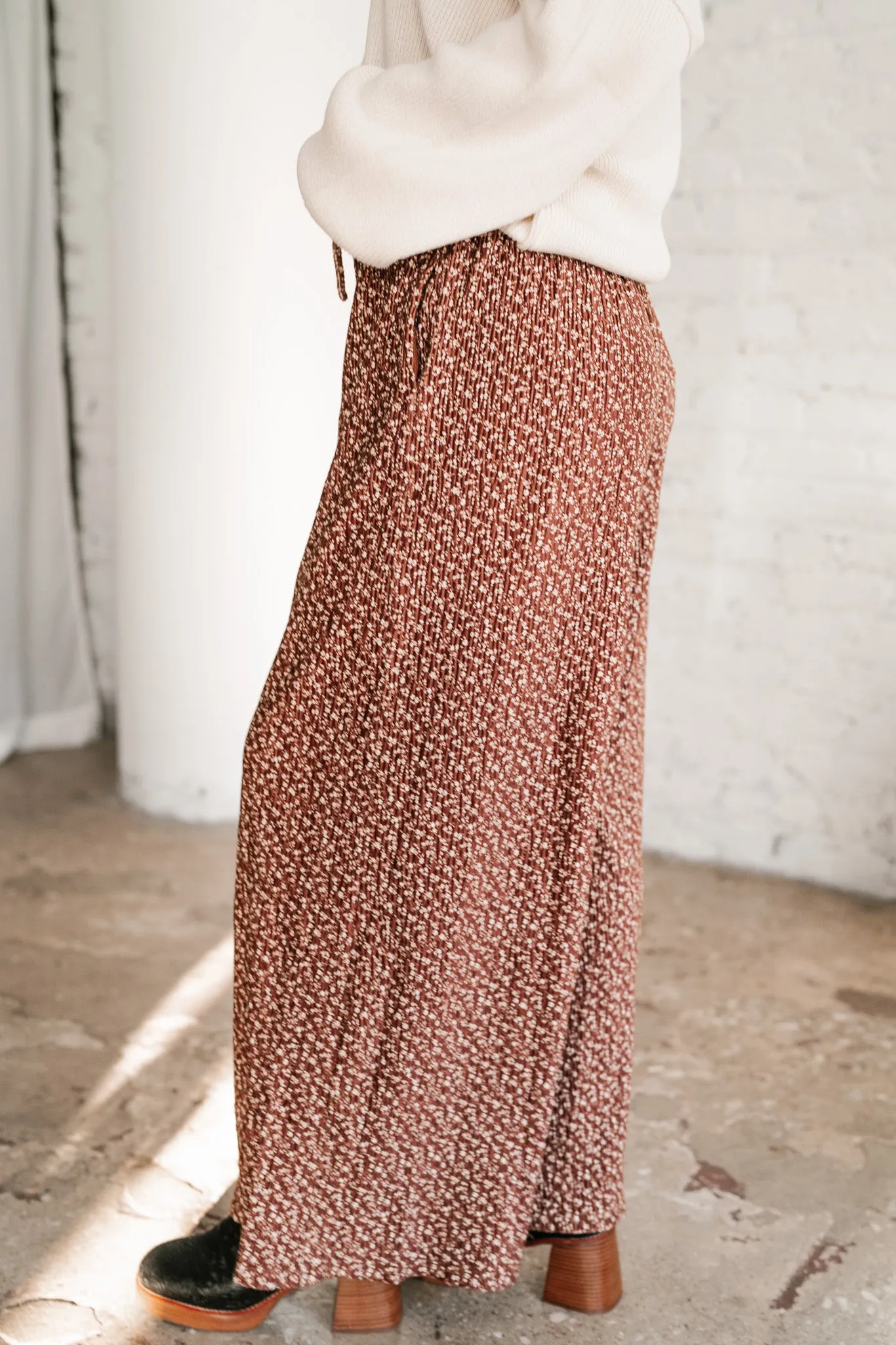 Mocha Mornings Velvet Wide Leg Pants