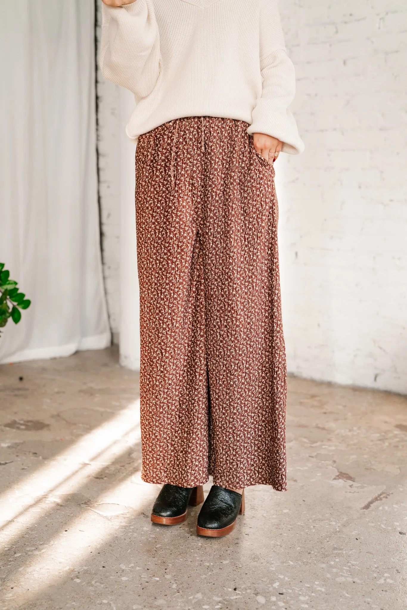 Mocha Mornings Velvet Wide Leg Pants