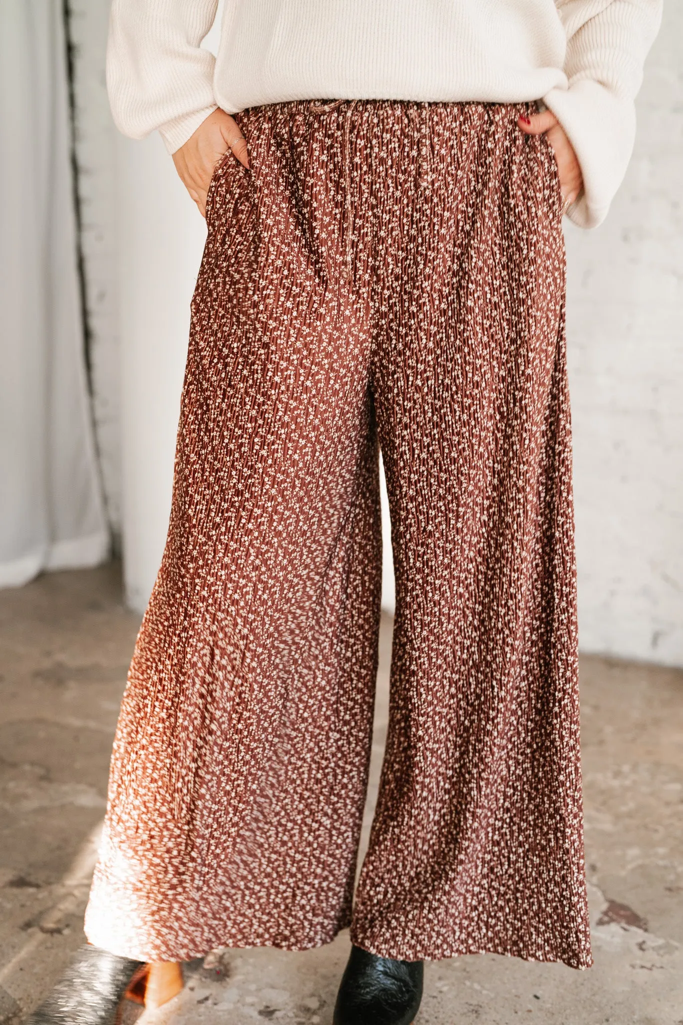 Mocha Mornings Velvet Wide Leg Pants