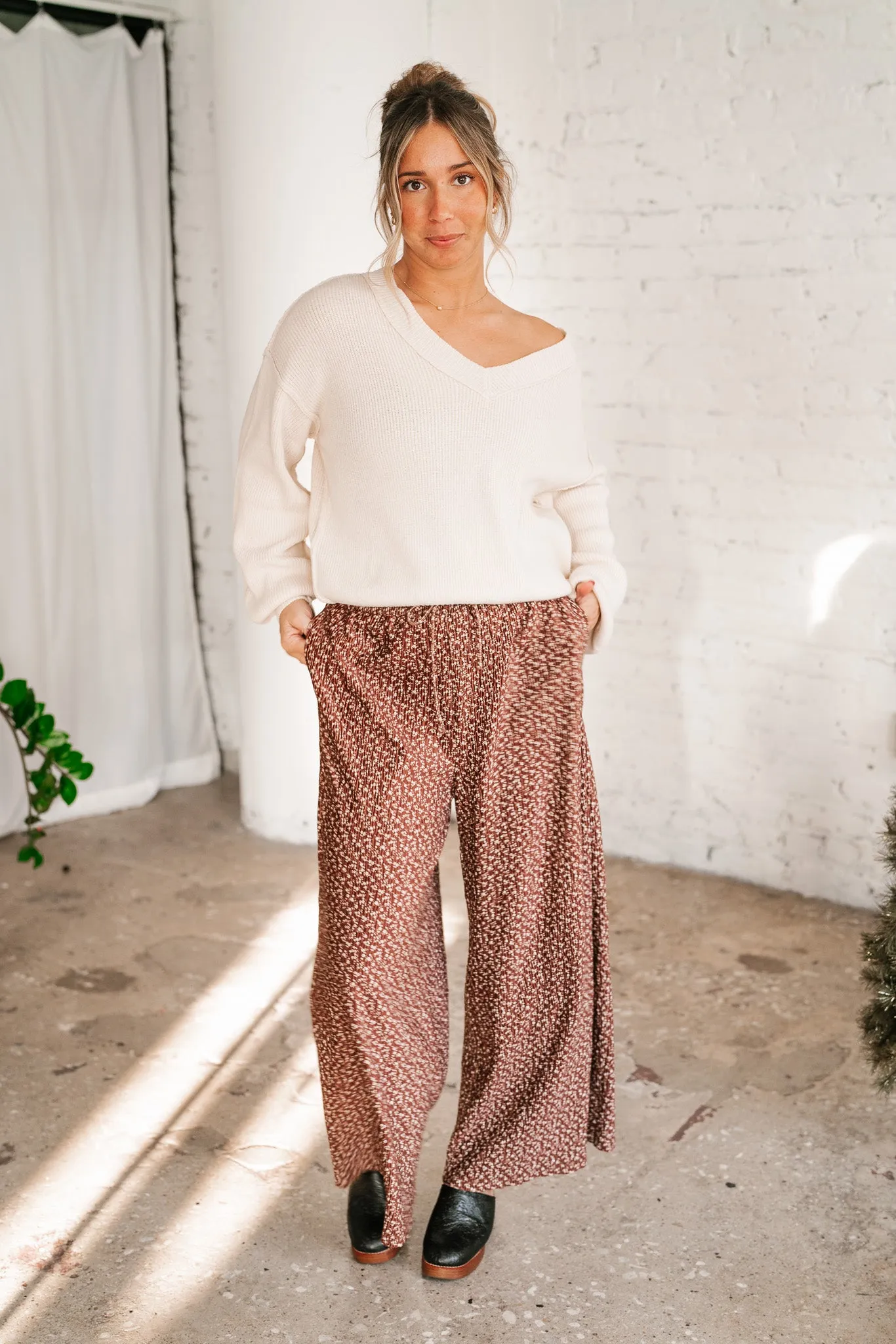 Mocha Mornings Velvet Wide Leg Pants