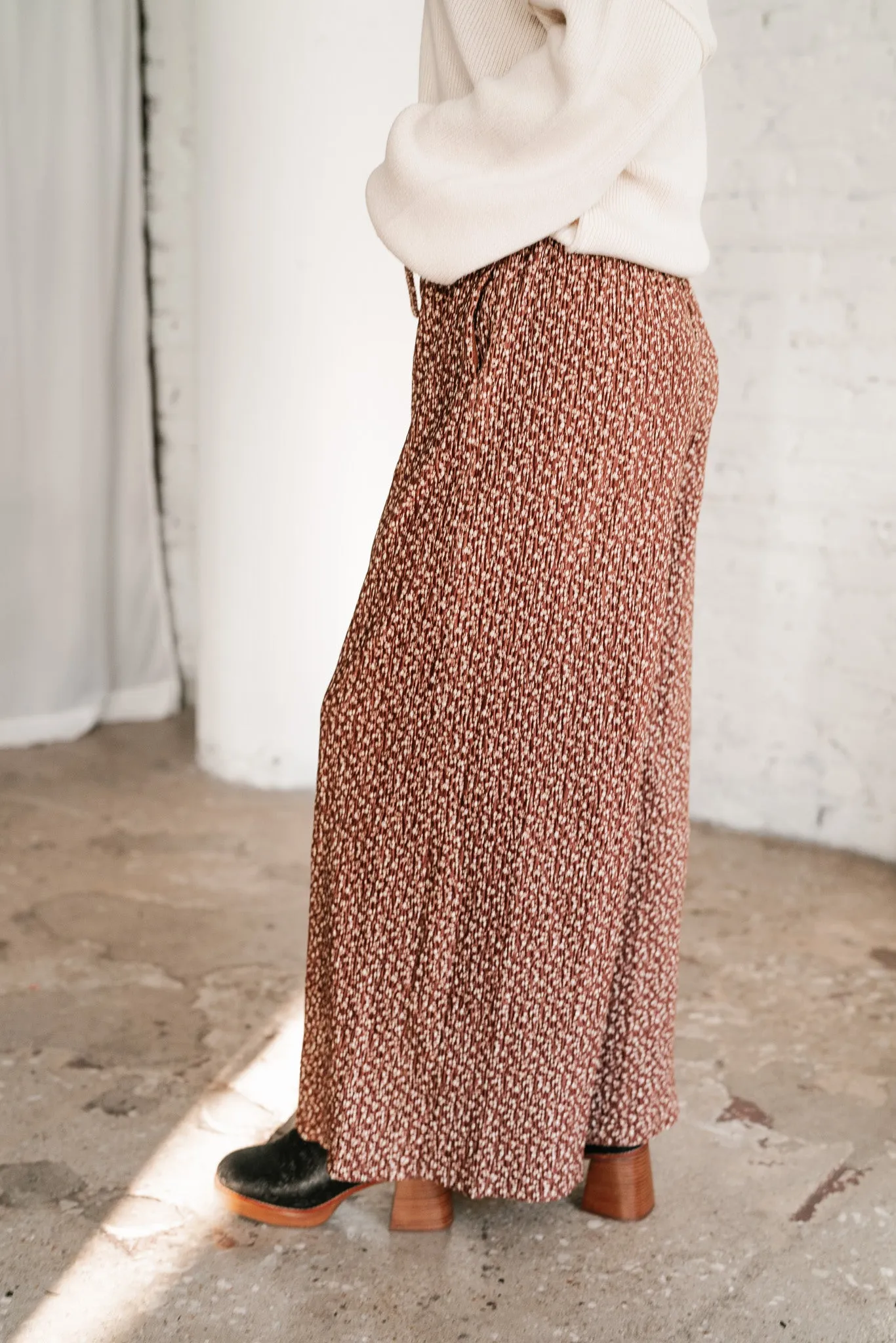 Mocha Mornings Velvet Wide Leg Pants