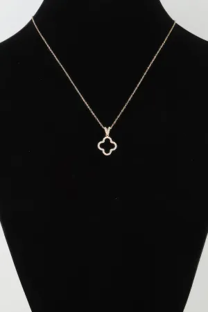 Modest Jeweled Clover Pendant Necklace