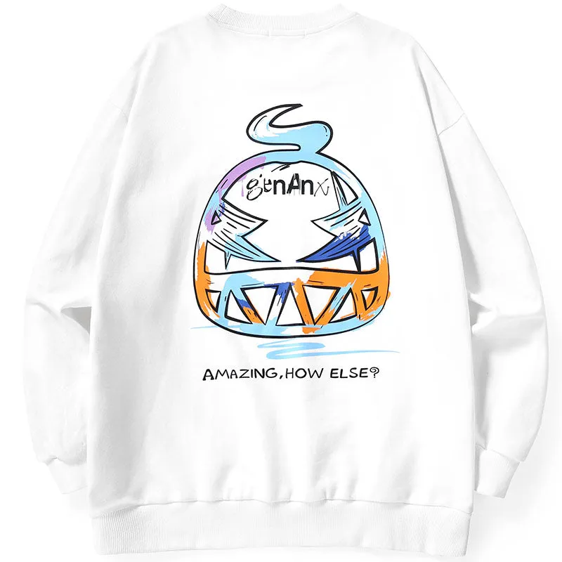Monster Castle Print Couple Sweatshirt