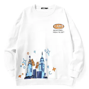 Monster Castle Print Couple Sweatshirt