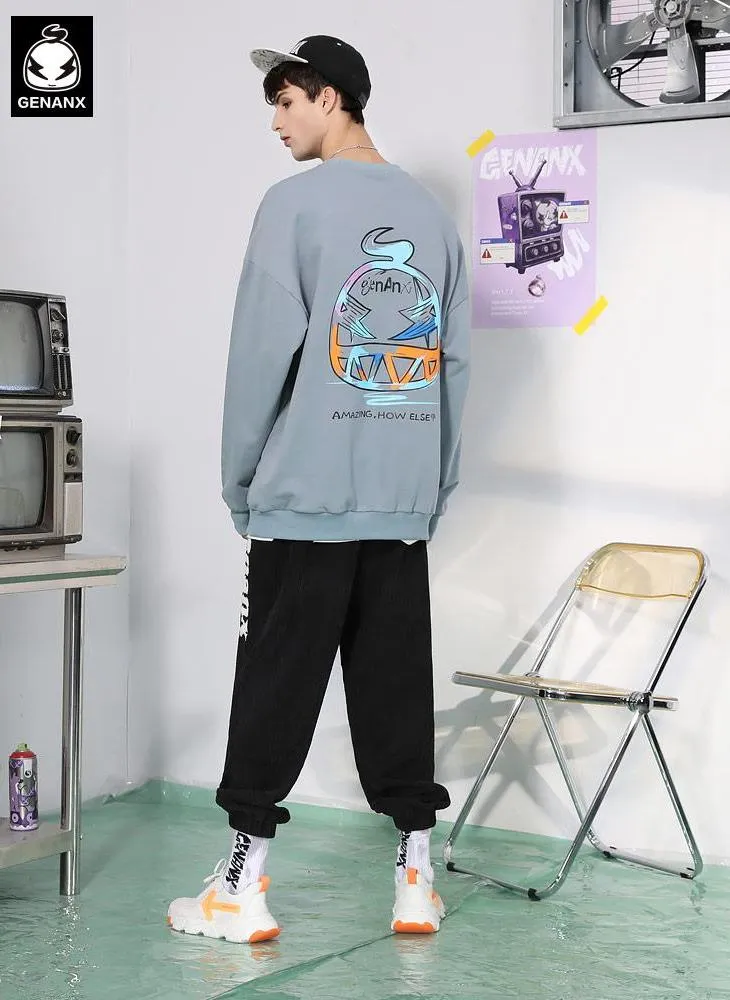 Monster Castle Print Couple Sweatshirt