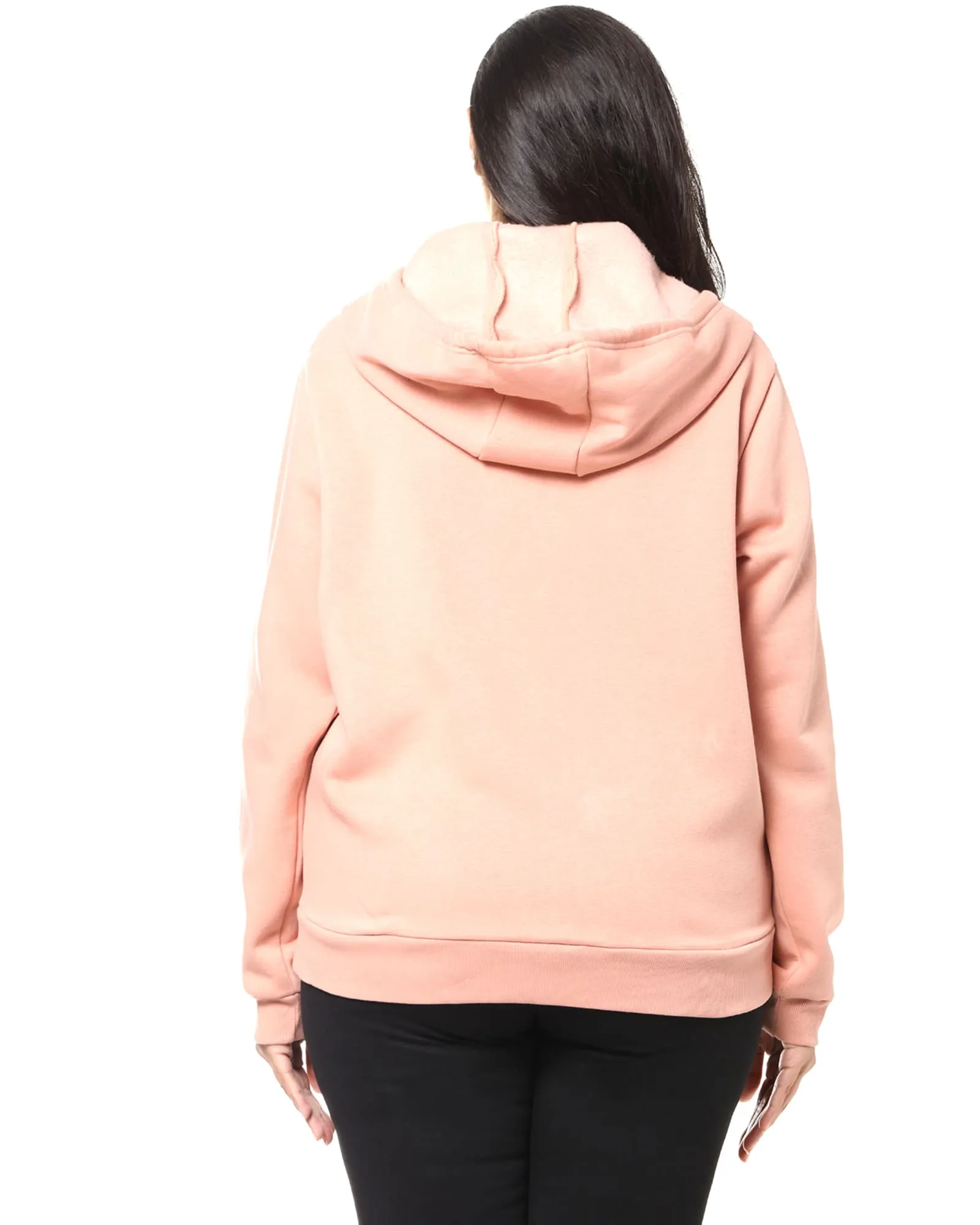 Peach Front Zip Hooded Sweatshirt | Peach
