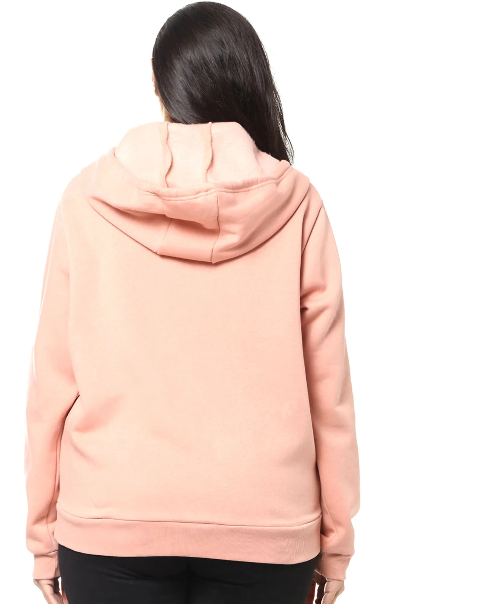 Peach "no bad vibes" Hooded Printed  Sweatshirt | Peach