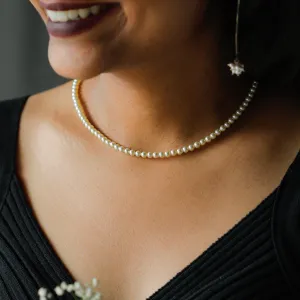 Pearl Beaded Necklace (Cream Pearls: 4 mm)