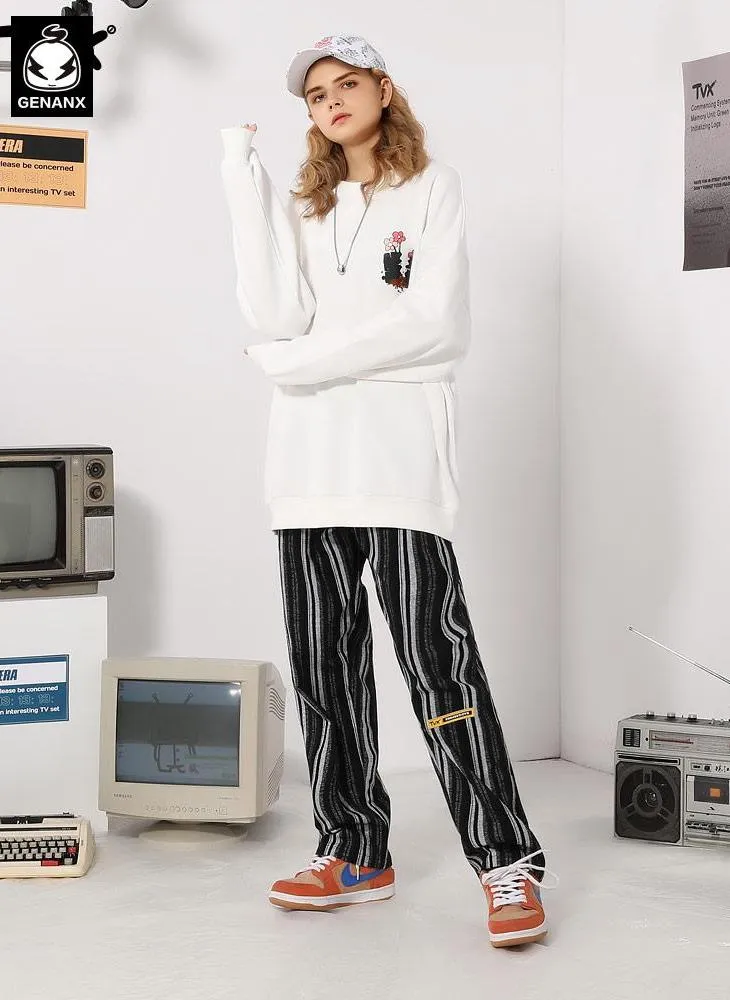 Plain Flowerpot Print Pullover Sweatshirt