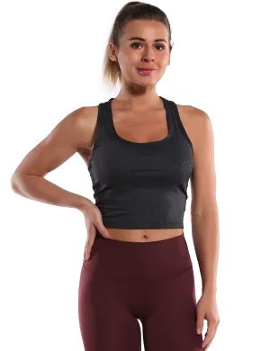 Racerback Athletic Crop Tank Tops heathercharcoal_Plus Size