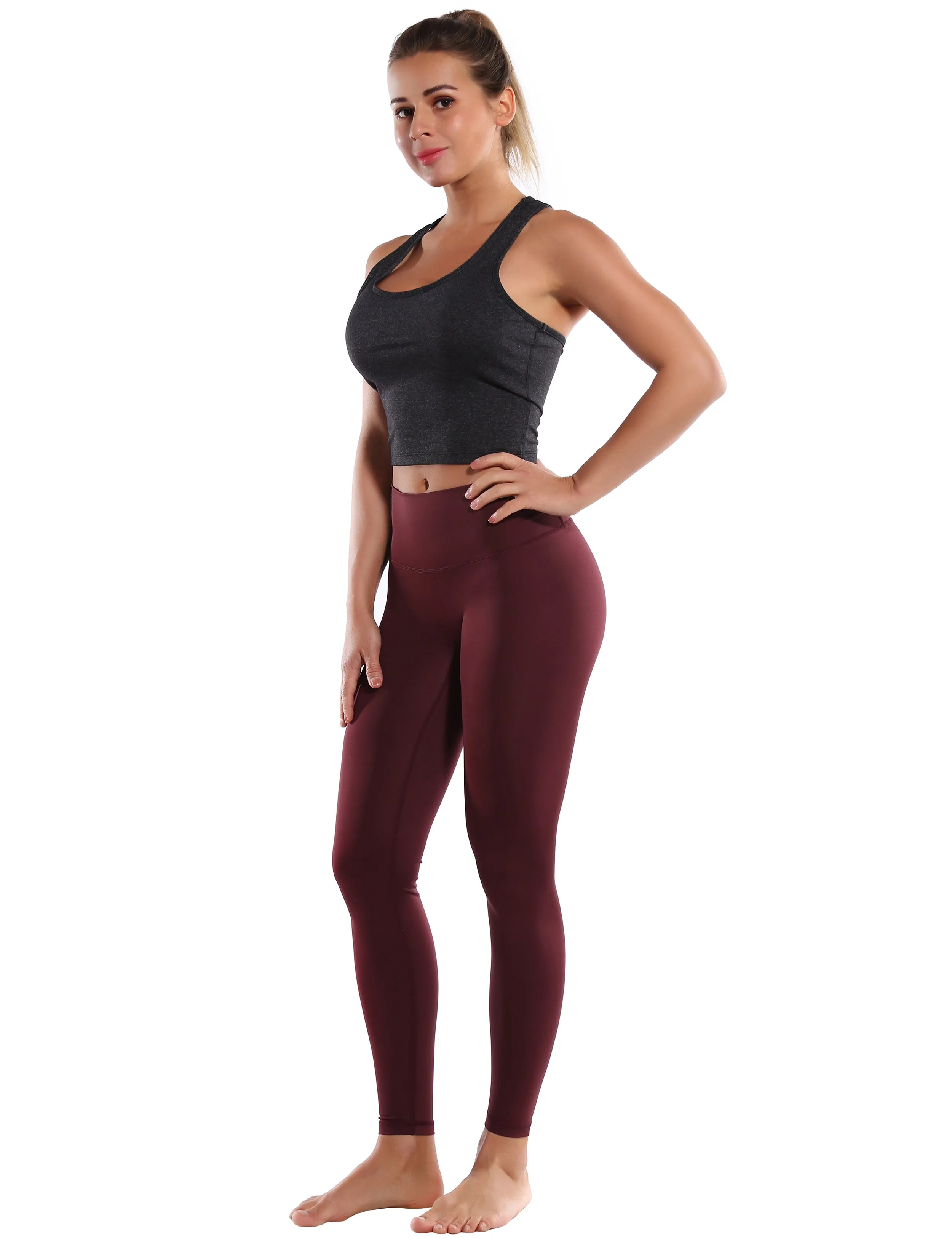 Racerback Athletic Crop Tank Tops heathercharcoal_Plus Size