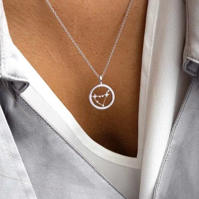 Revival Céleste Constellation Zirconia Rhodium Plated Capricorn 18" Necklace 90471CAP