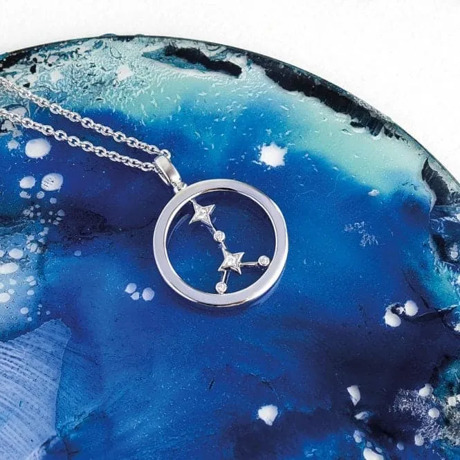 Revival Céleste Constellation Zirconia Rhodium Plated Capricorn 18" Necklace 90471CAP