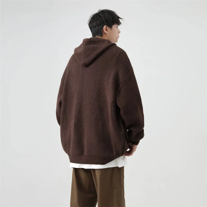 Ribbed Knit Zip-Up Hoodie with Oversized Pockets