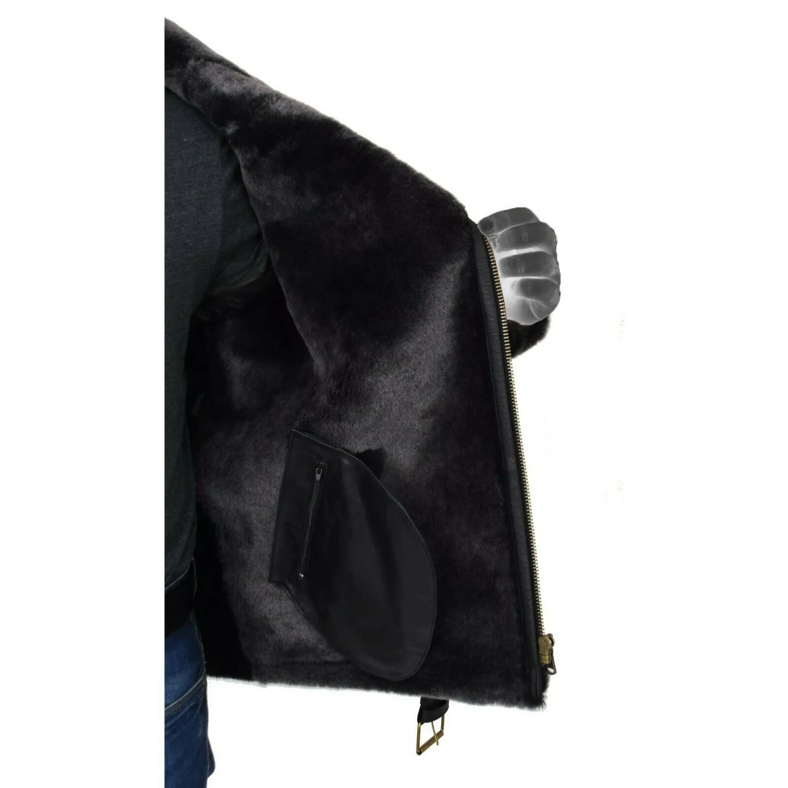 Spine Spark Men Black Brando Shearling Leather Coat Jacket