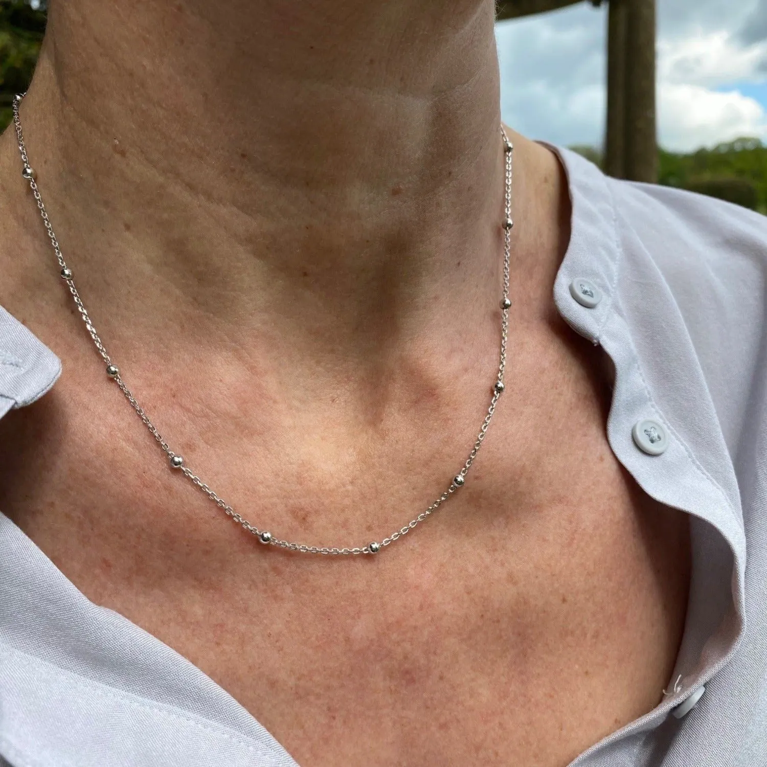 Sterling Silver Large Beaded Chain