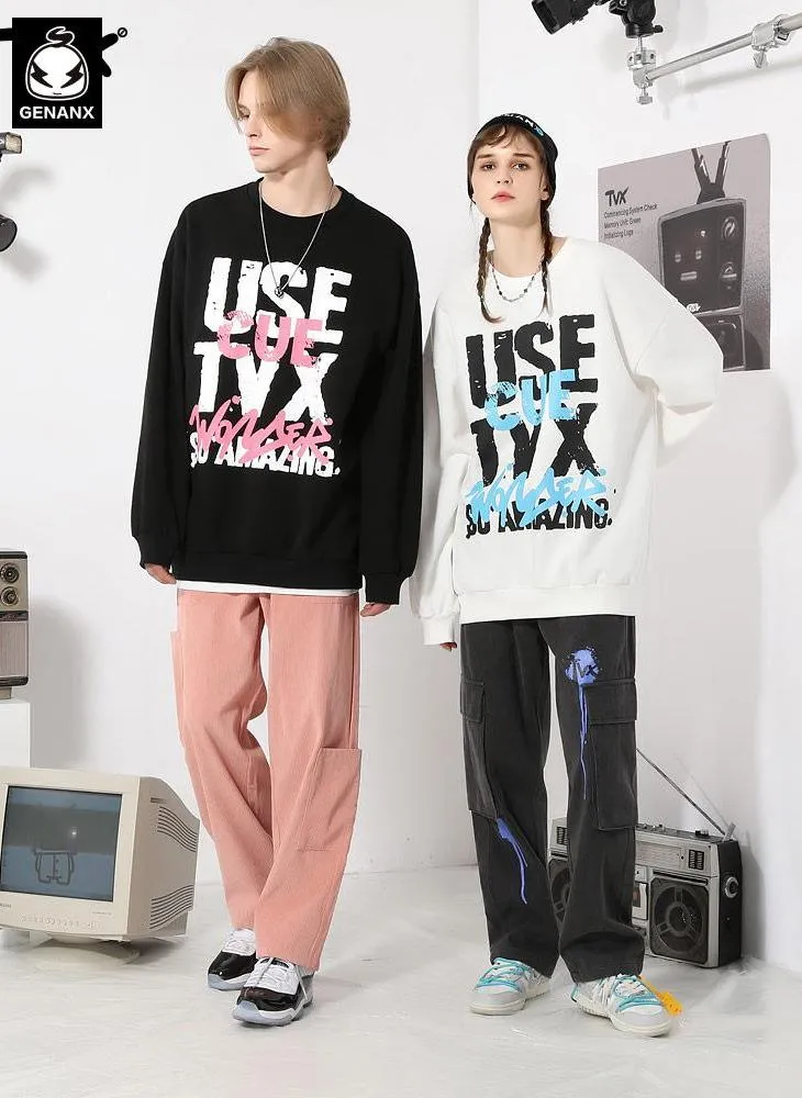 Street Letter Graphic Graffiti Sweatshirt