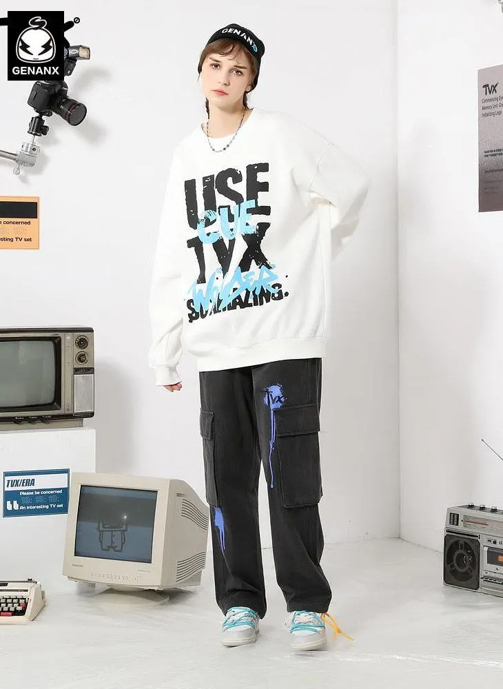 Street Letter Graphic Graffiti Sweatshirt