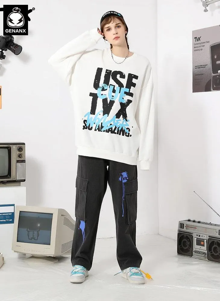 Street Letter Graphic Graffiti Sweatshirt