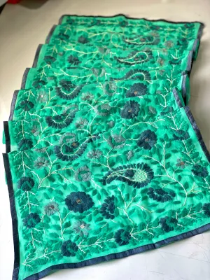 Teal x Grey Mini Georgette Neck Scarf / Wrap