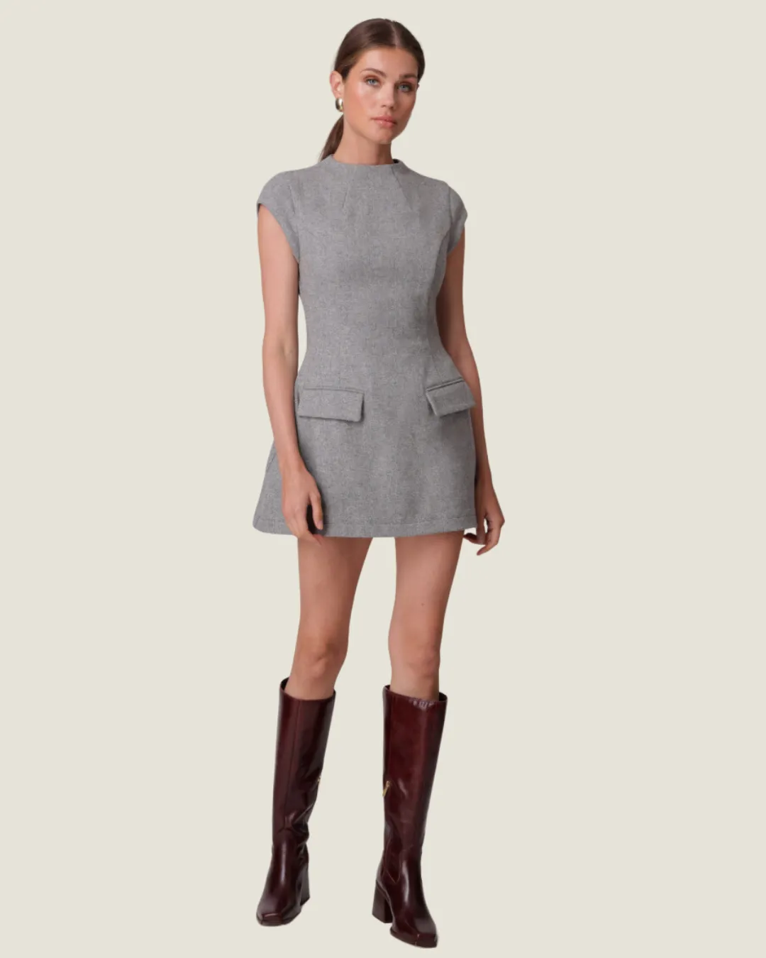 The Damson: Grey Cap Sleeve Mini Dress