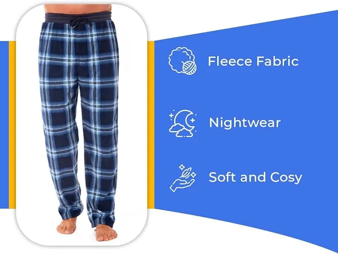 Ultra Soft Mens Fleece Lounge Pajama Pants Checkered Design Winter Comfort Elastic Waistband Relaxed Fit Warm Sleepwear by Daisy Dreamer